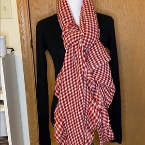 Oversized Red and White Plaid Scarf